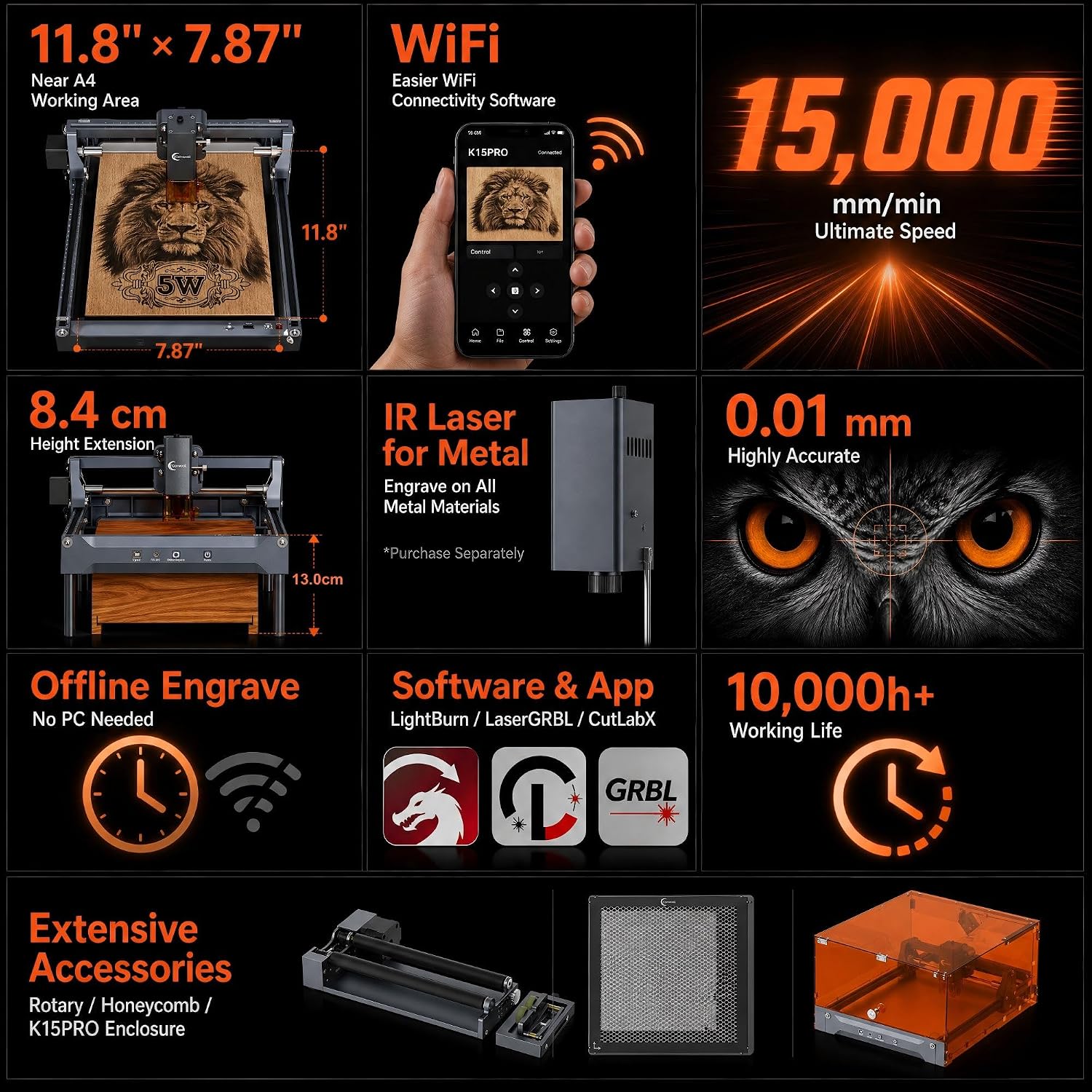 K15 Pro 7w Laser Engraving Mac - Leatherwork Machine 评论和价格