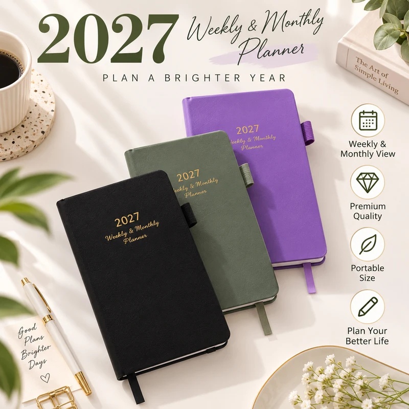2027 Weekly & Monthly Planner, - Leather Work Diary Covers 评论和价格