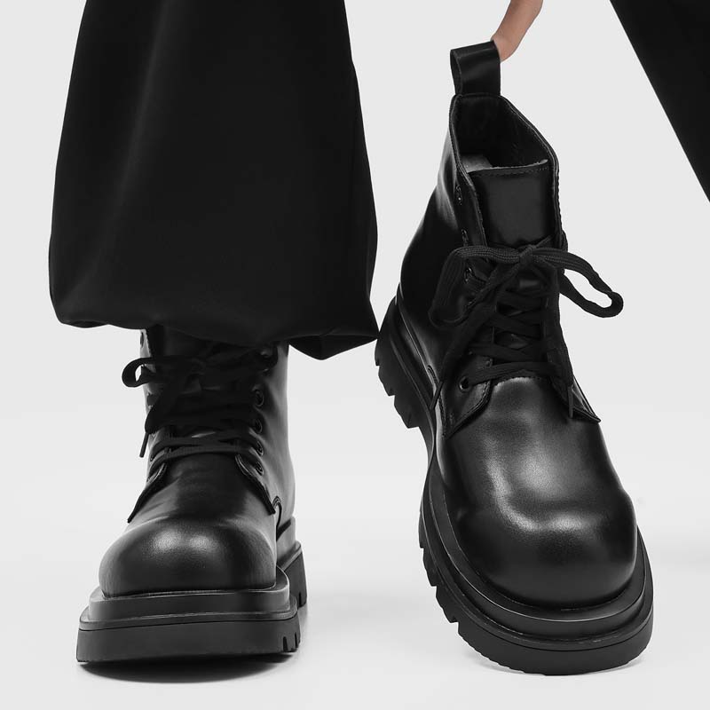 Black Men's Casual Leather Boo - Leatherwork Designs 评论和价格